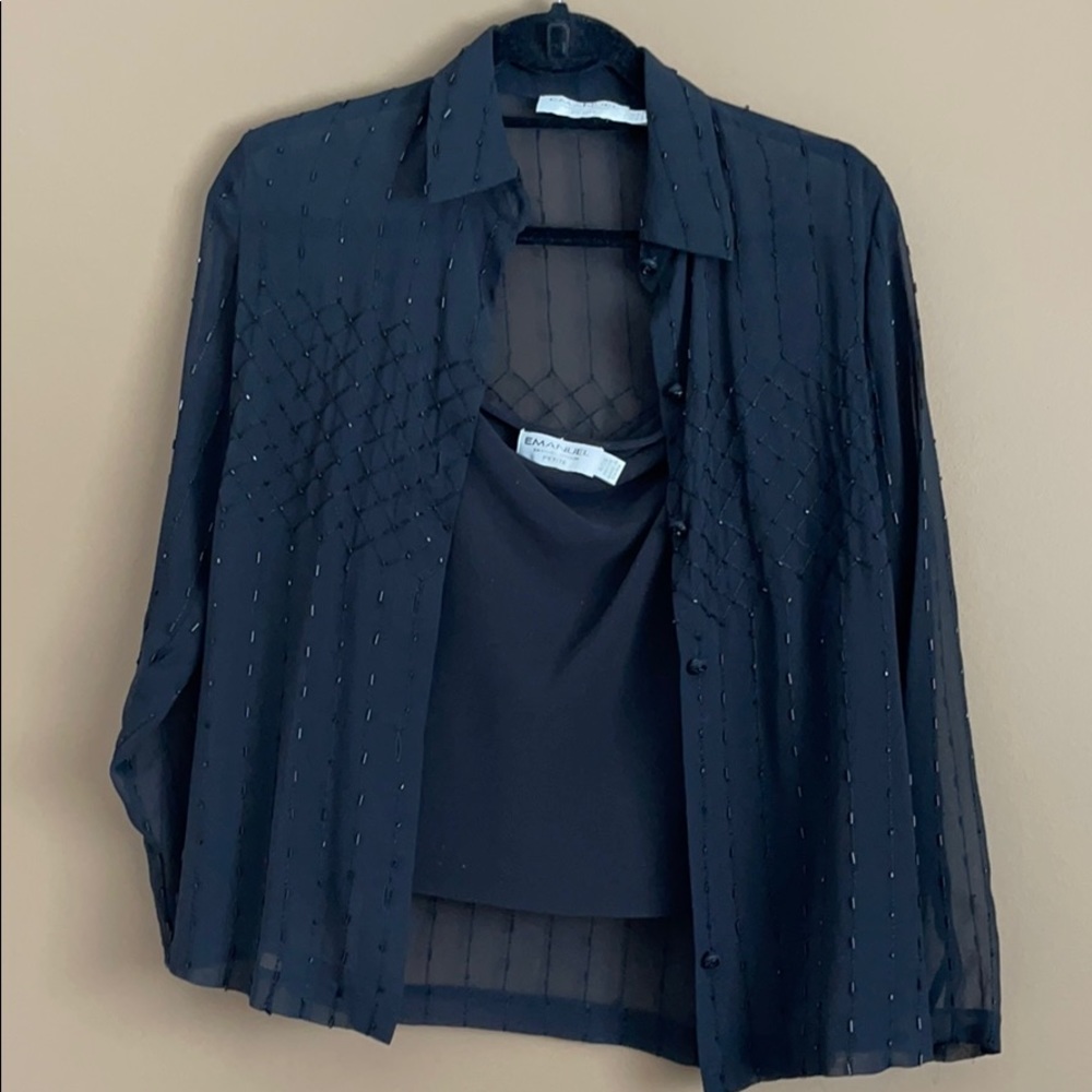 Sheer blouse with beads and camisole